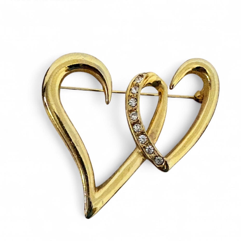 🦖 5 for $20 Heart brooch with rhinestones